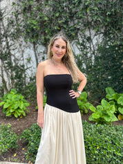 Ponte Chiffon Contrast Dress