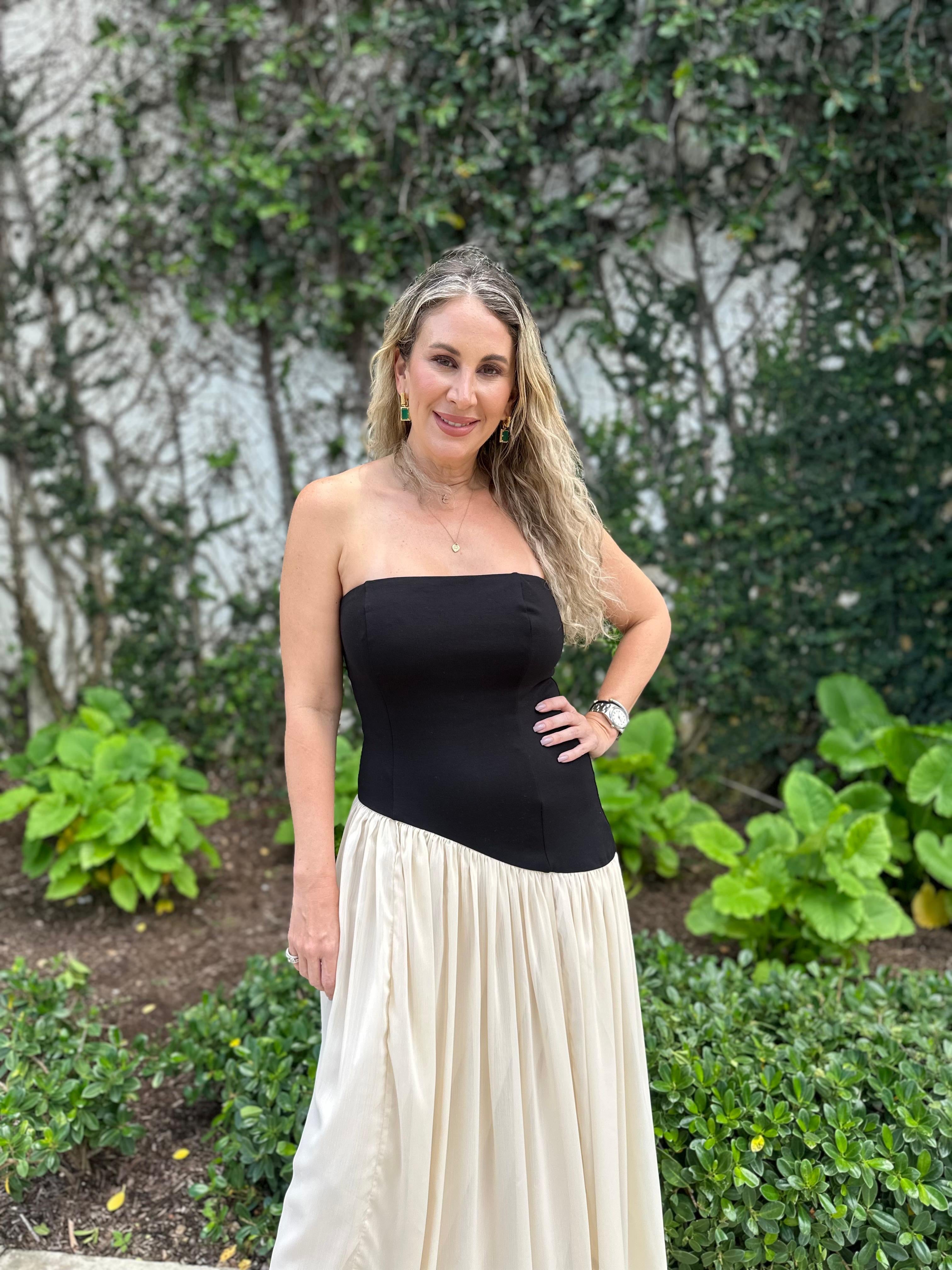 Ponte Chiffon Contrast Dress
