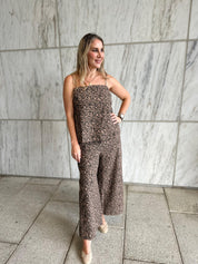 Leopard Cami & Wide Leg Pant Set