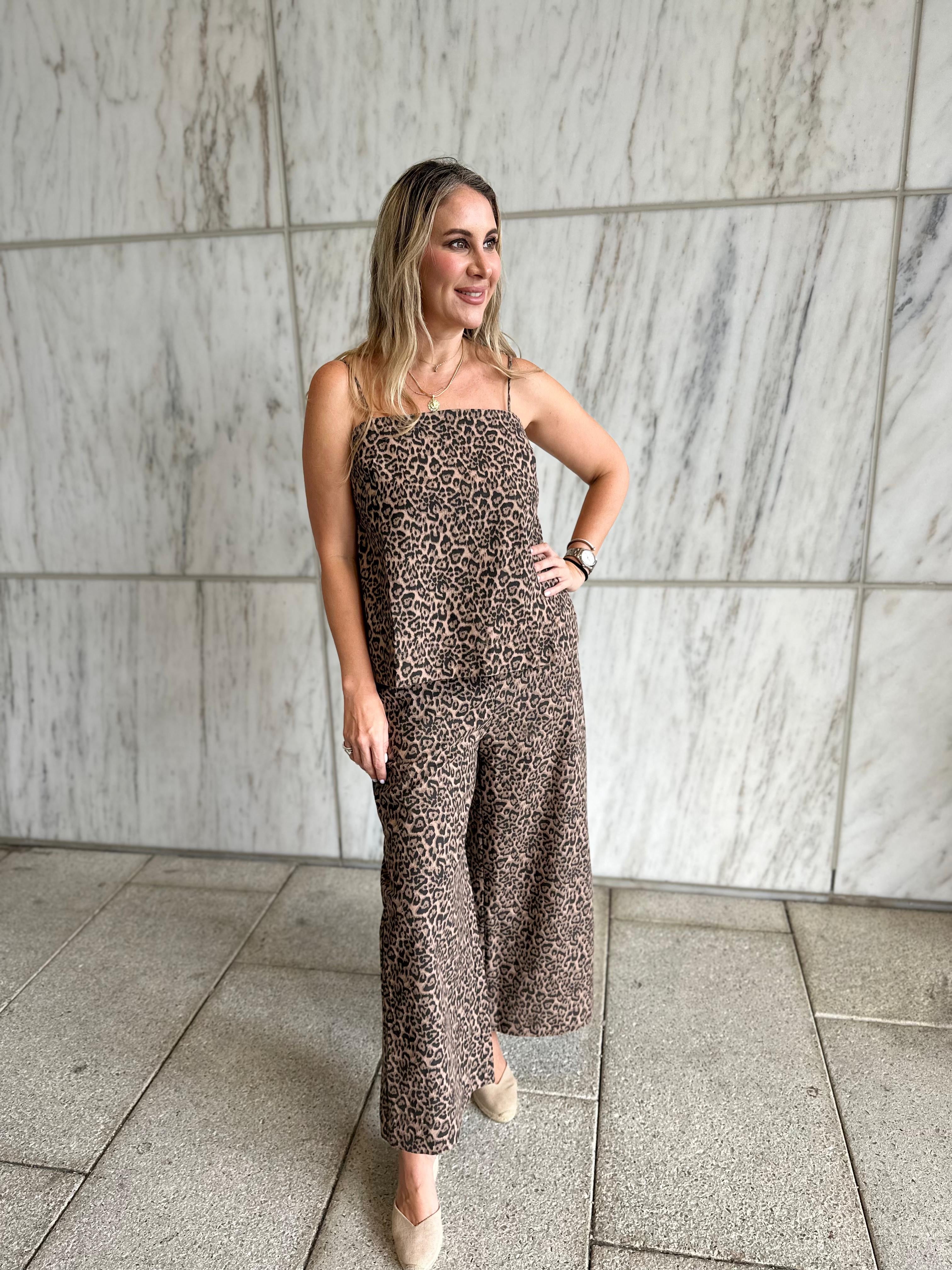 Leopard Cami & Wide Leg Pant Set