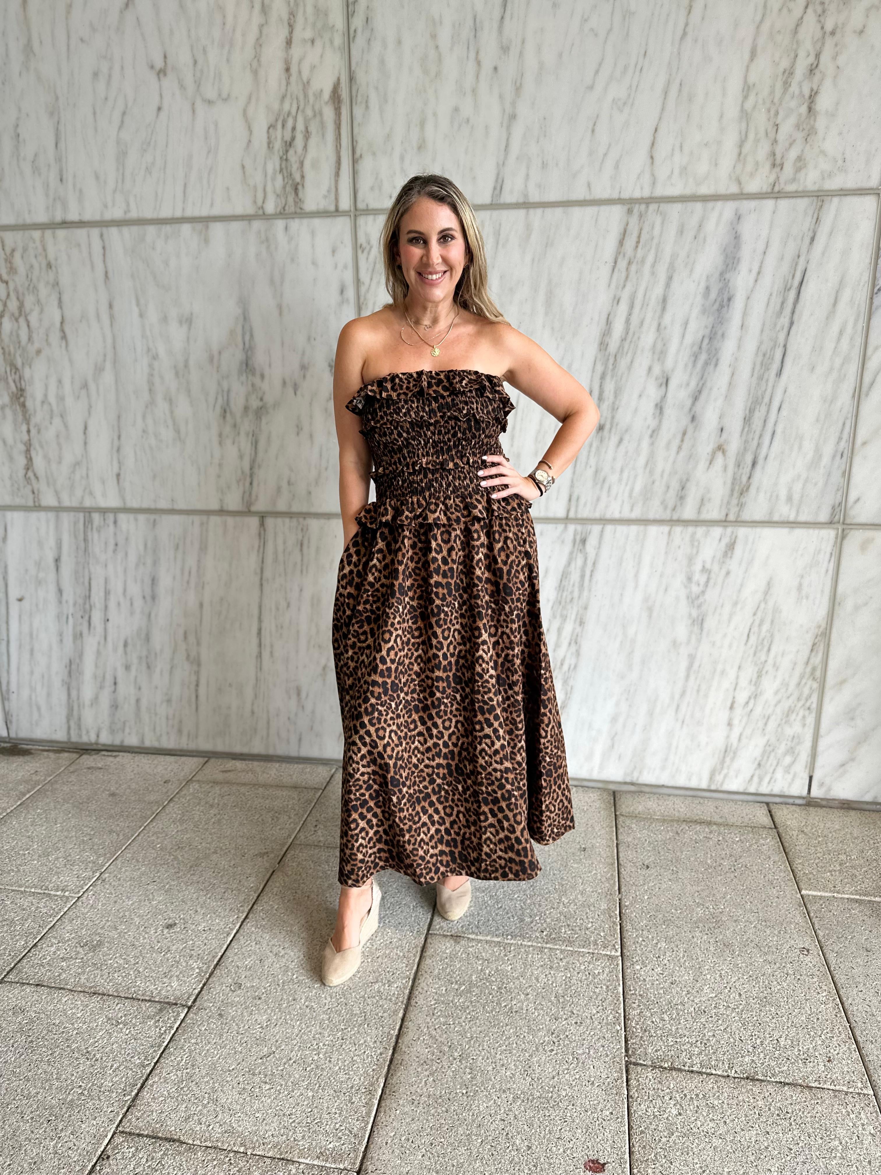 Tube Animal Print Maxi Dress