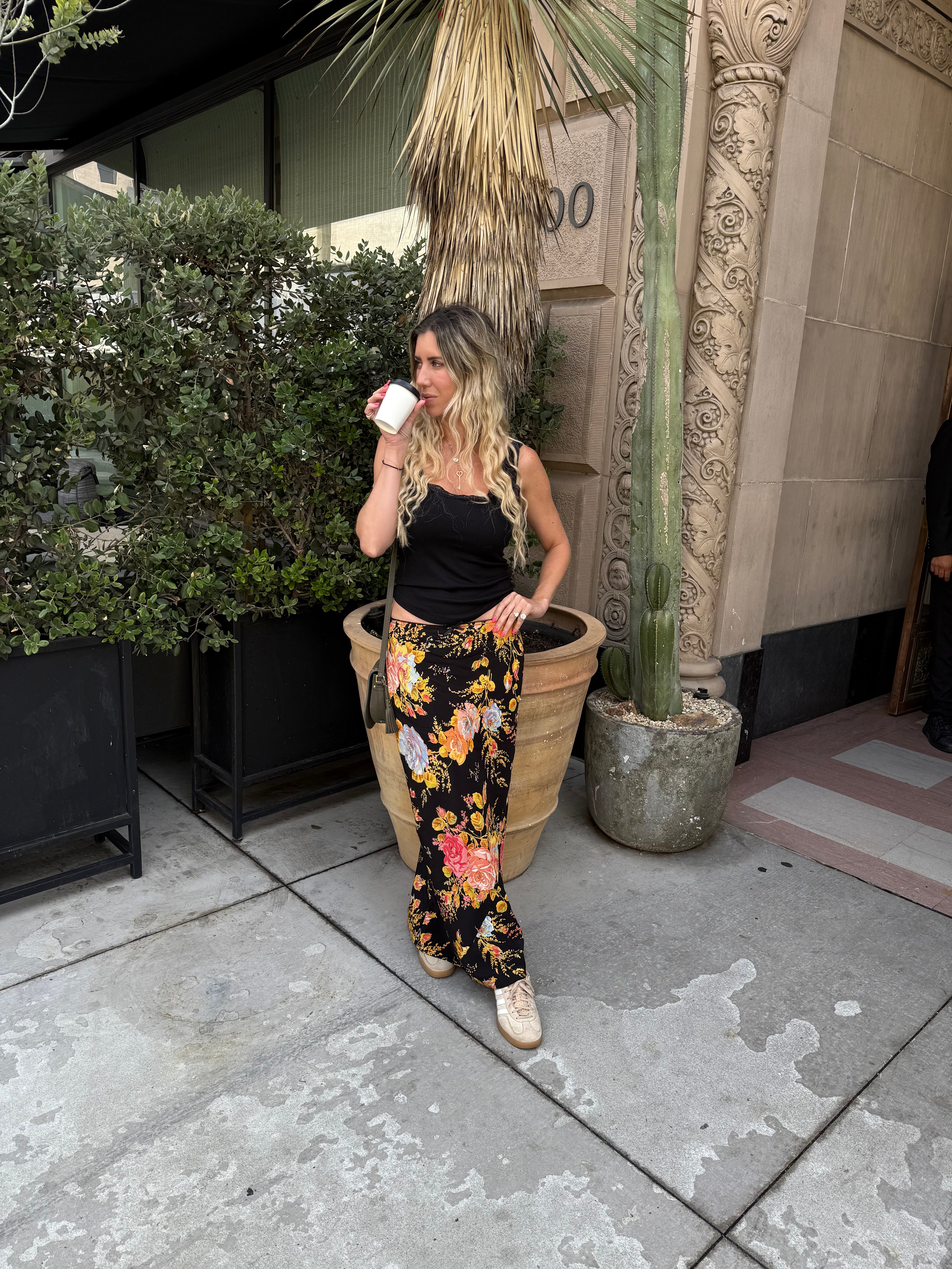 Black Floral Maxi Dorris Skirt