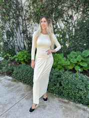 Wrap Panel & Buckle Maxi Dress
