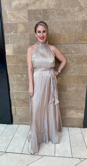 High Neck Band Maxi Dress