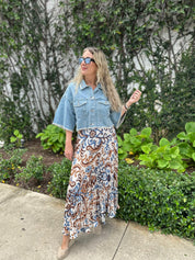 Short Slv Denim Crop Top