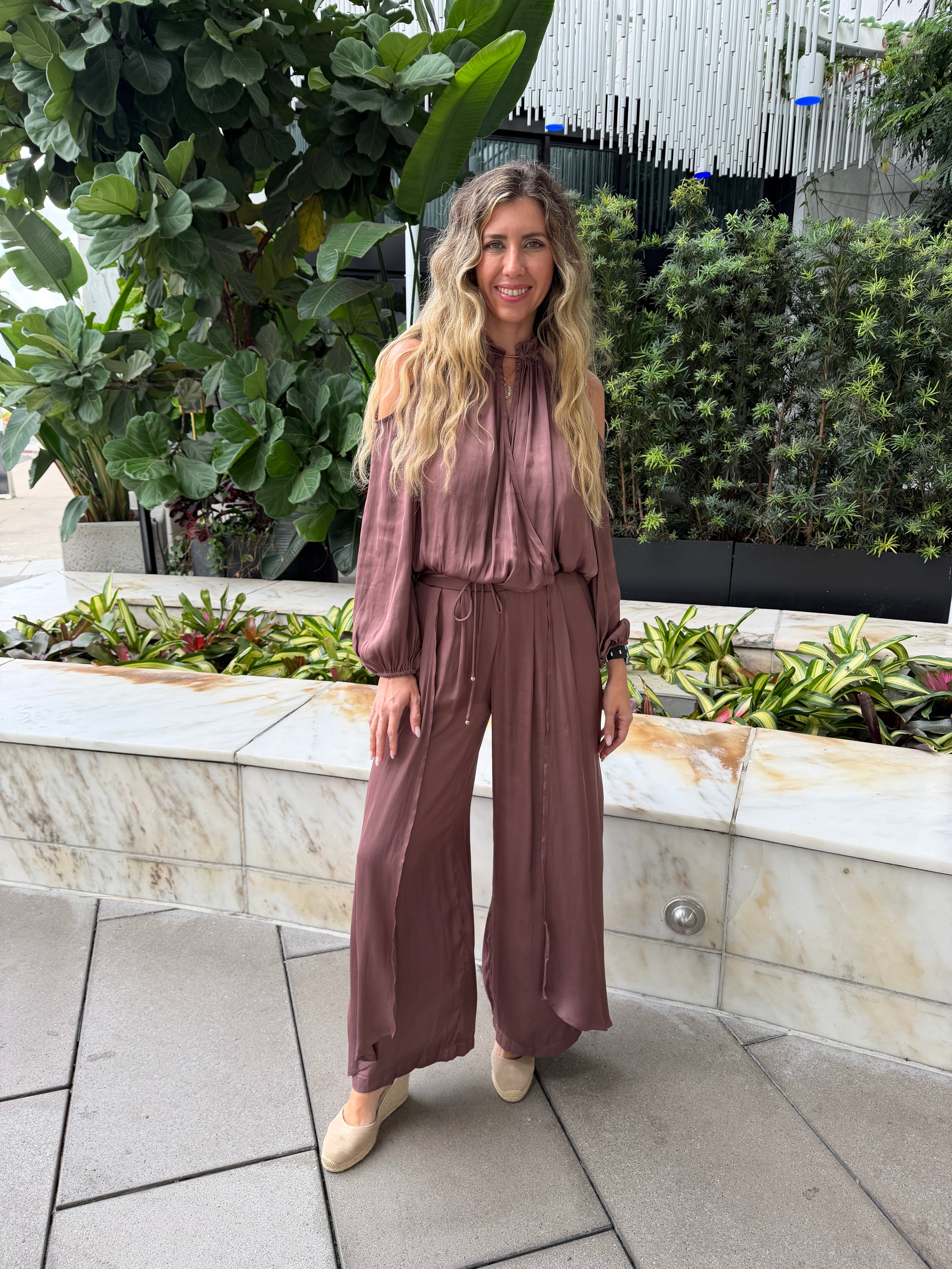 Layered Flowy Satin Top & Pant