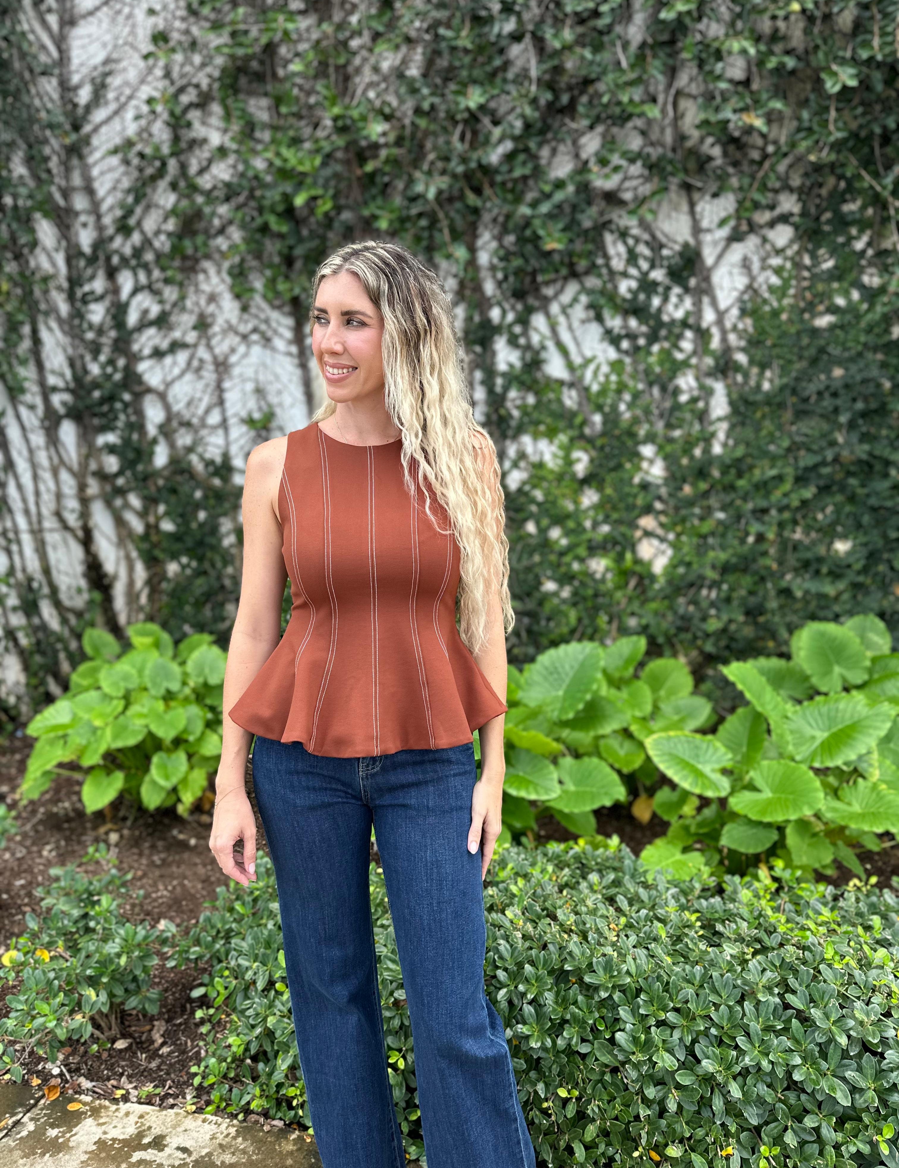 Top Stitch Peplum Top