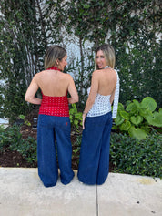 Polka Dot Halter Scarf Top