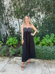 Stitch Bustier Linen Midi Dress