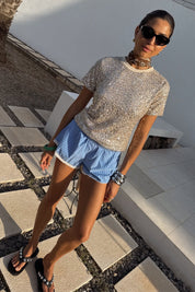 Silver Sequin T Shirt