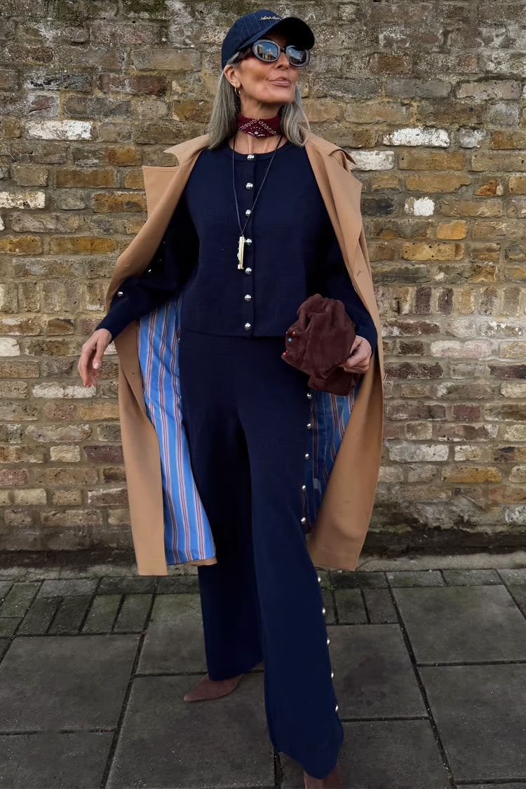 Navy Studded Knit Jogger