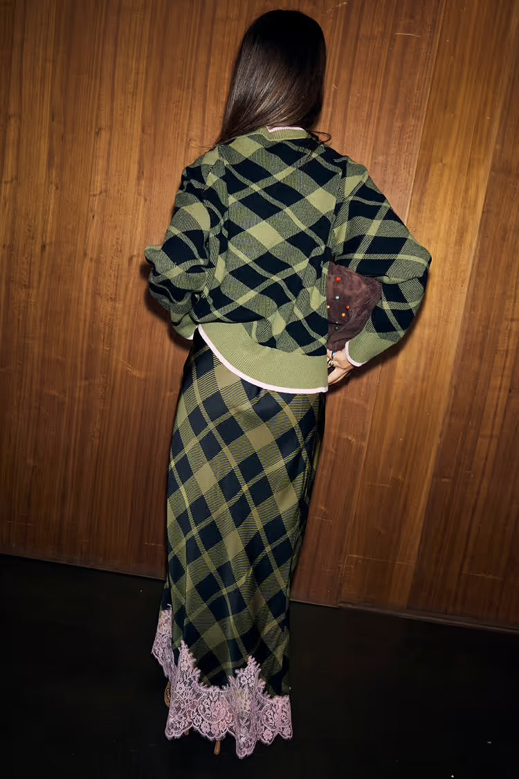 Olive Tartan Cheryl Cardigan