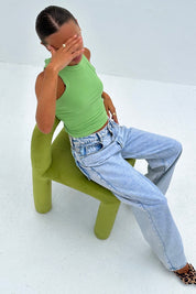 Green Ribbed Tank Top