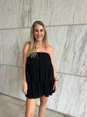 Strapless Flare Tiered Romper