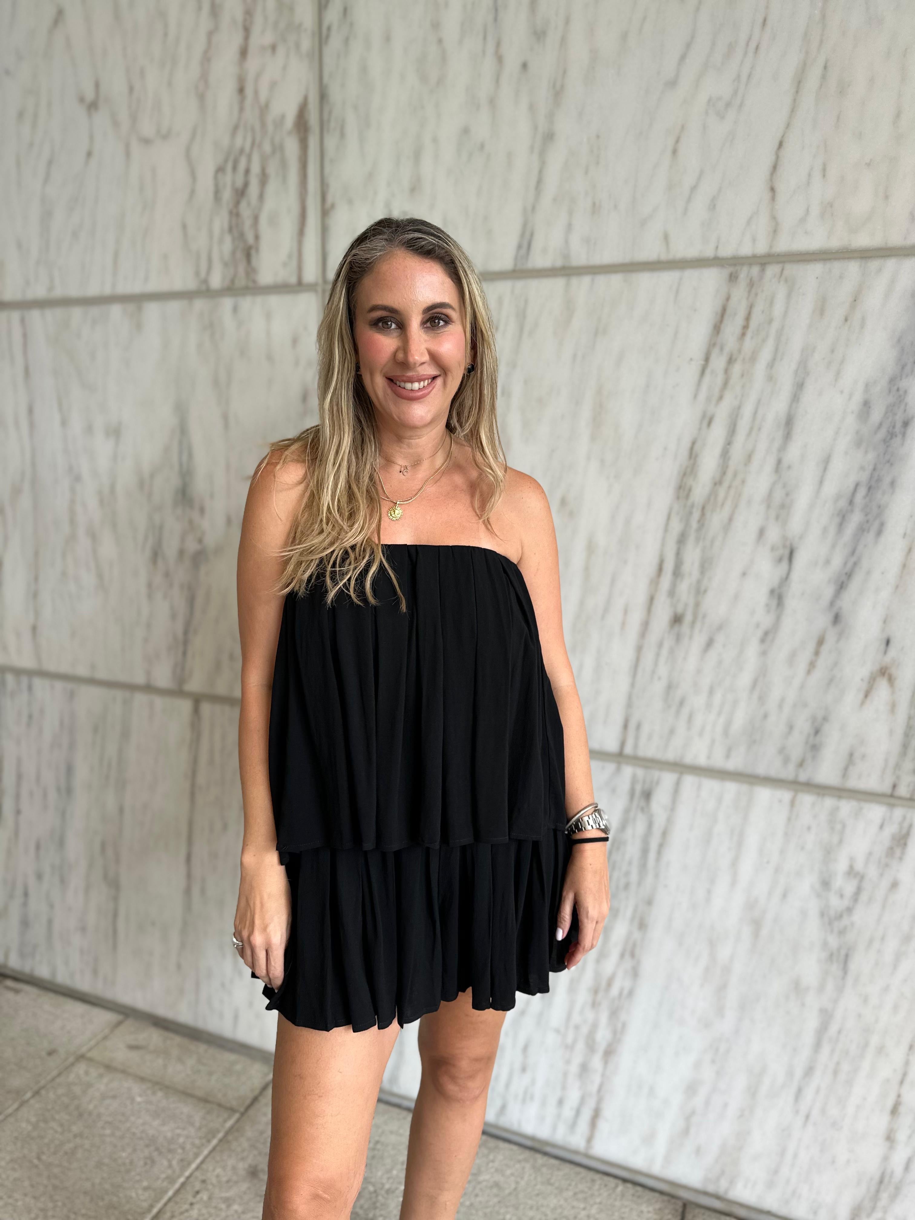 Strapless Flare Tiered Romper
