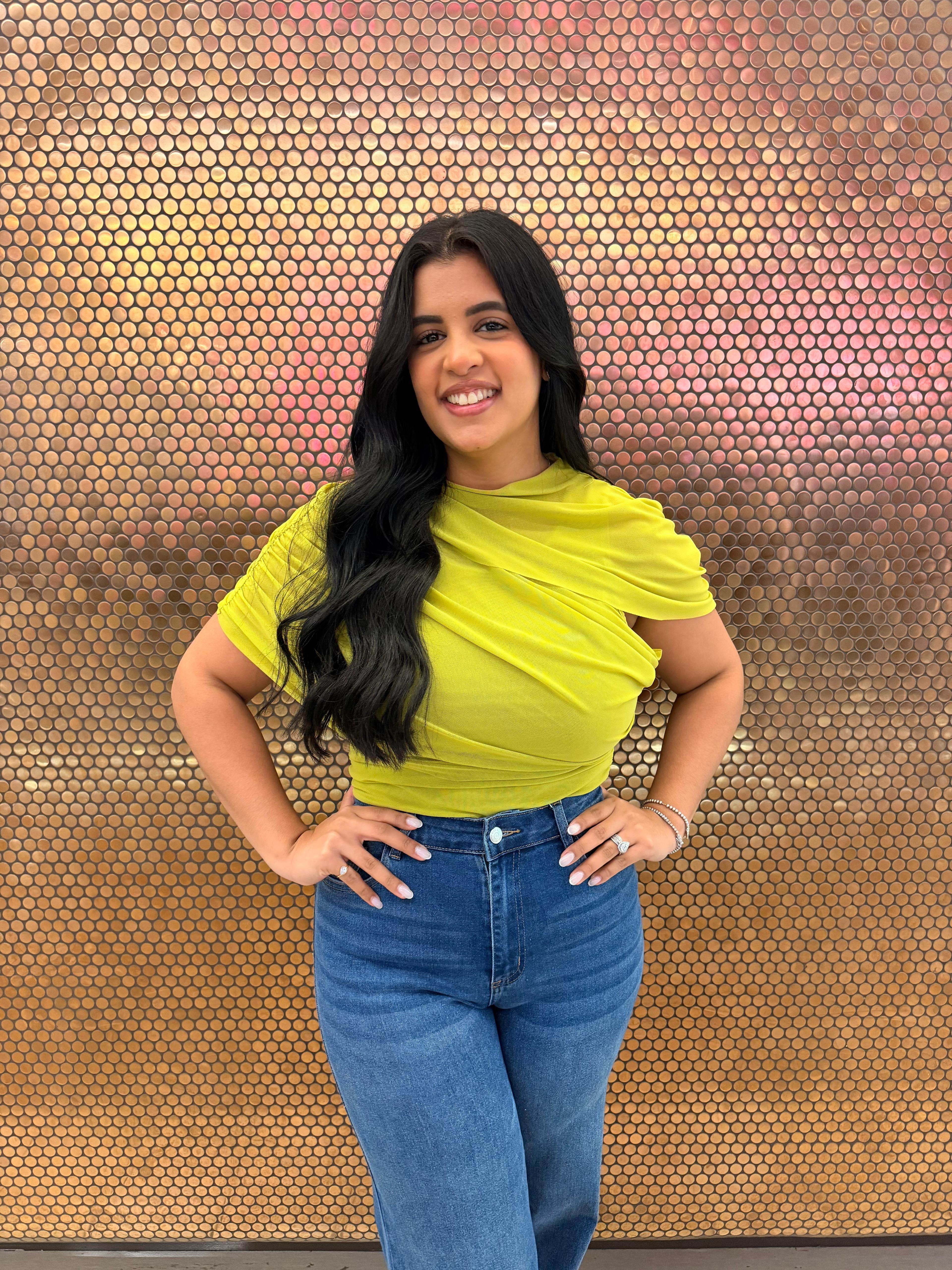 Mesh Mock Neck Slv Top