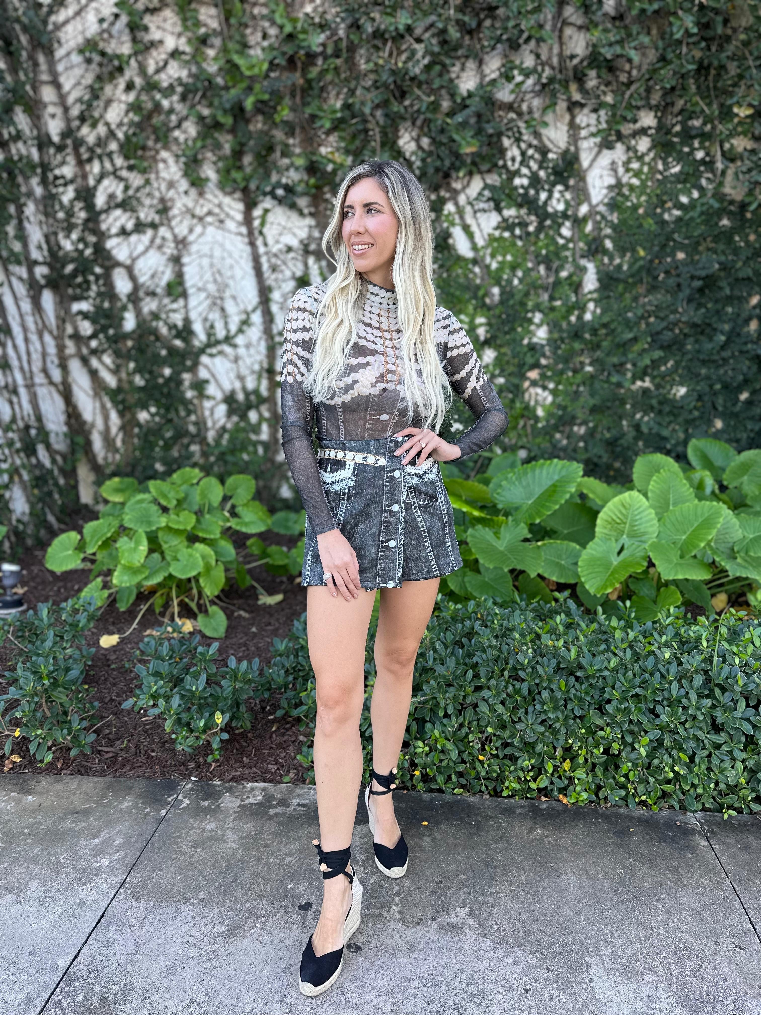 Pearls Mesh Bodysuit & Skort