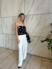 Pleated Polka Tube Top