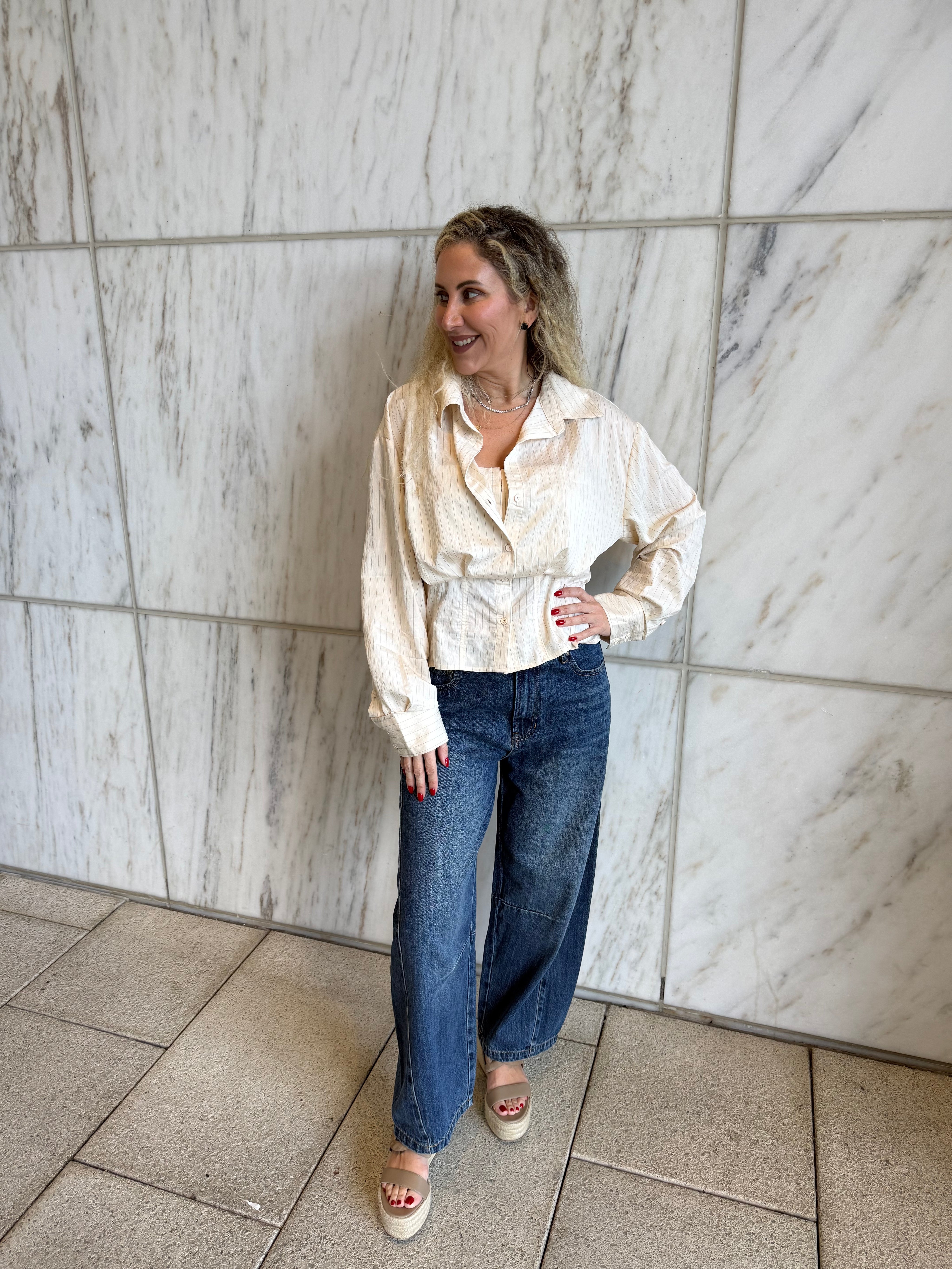 Pinstripe Corset Layered Top
