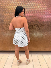 Polka Dots Tie Front Romper