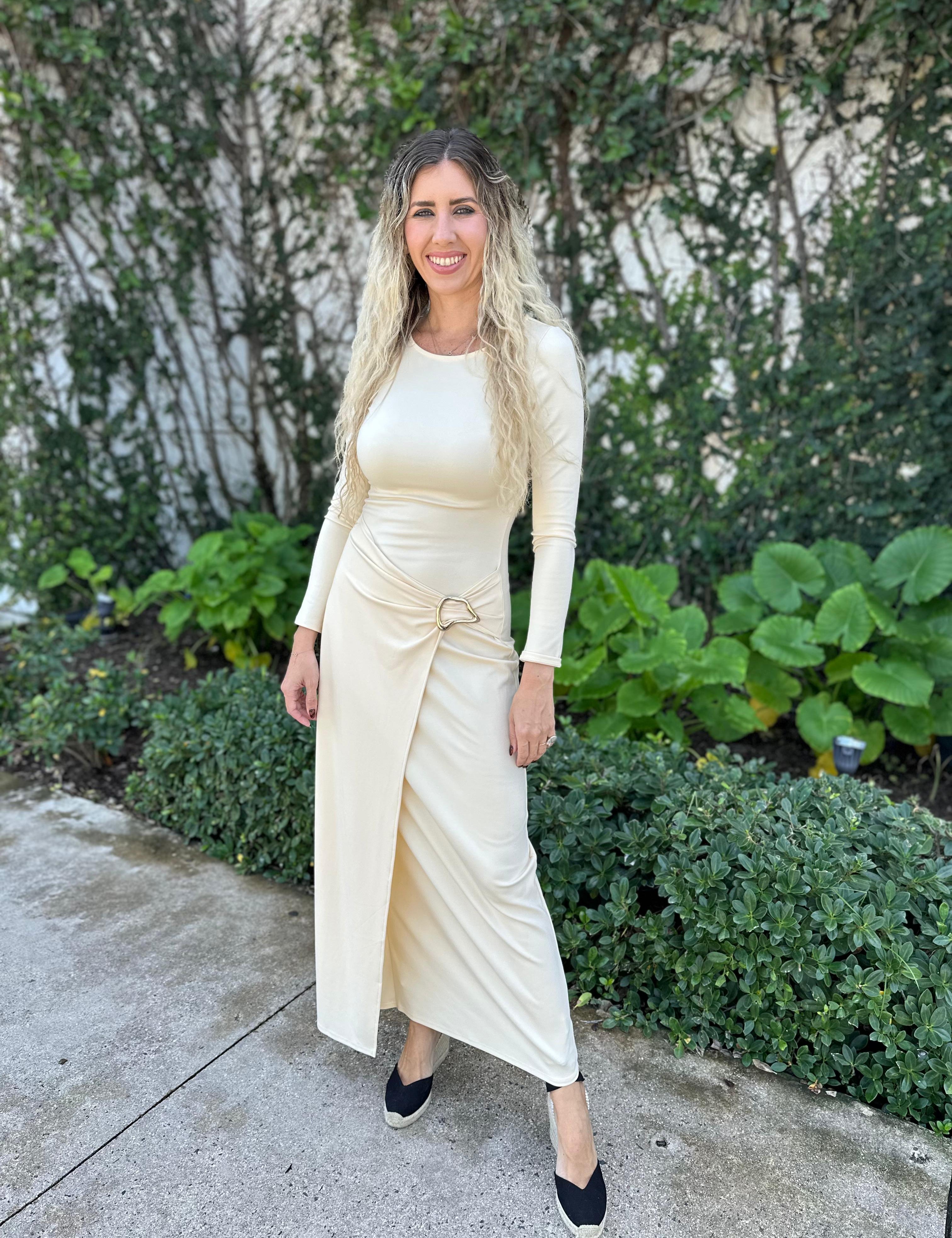 Wrap Panel & Buckle Maxi Dress