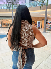 Safari Sleeveless Button Up Top