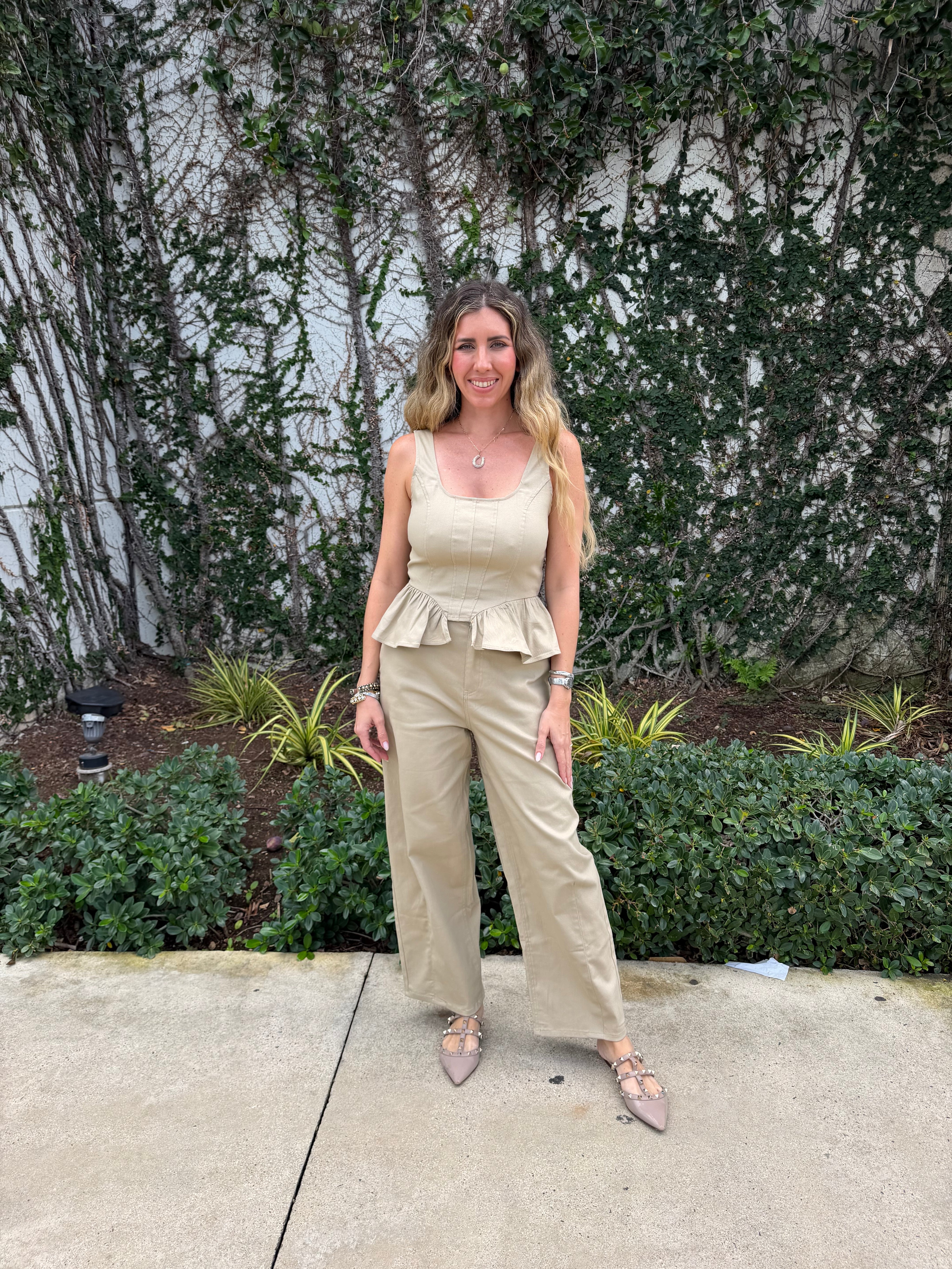 Peplum Corset Top & Barrel Pants