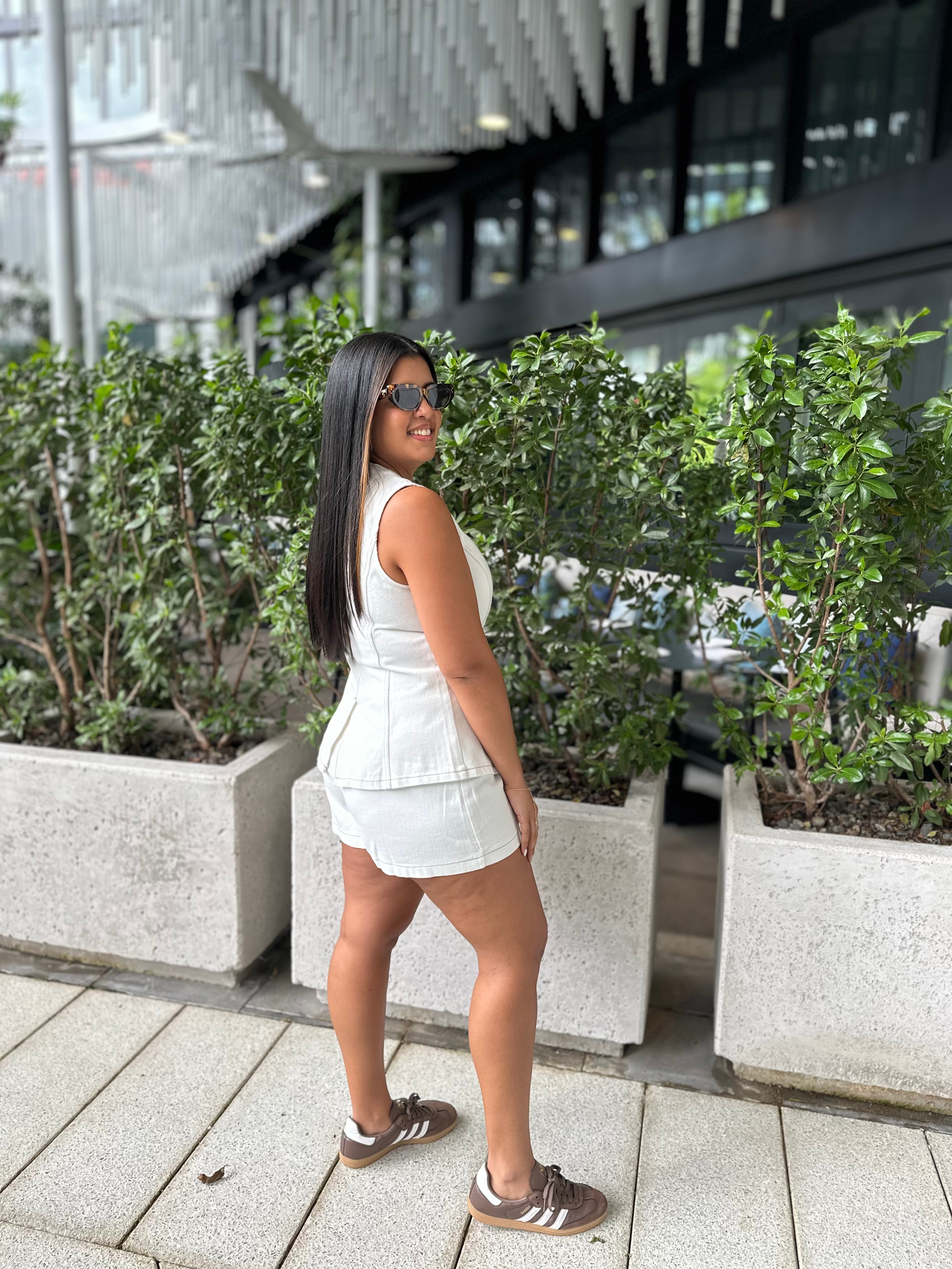 Button Down Vest & Shorts Set