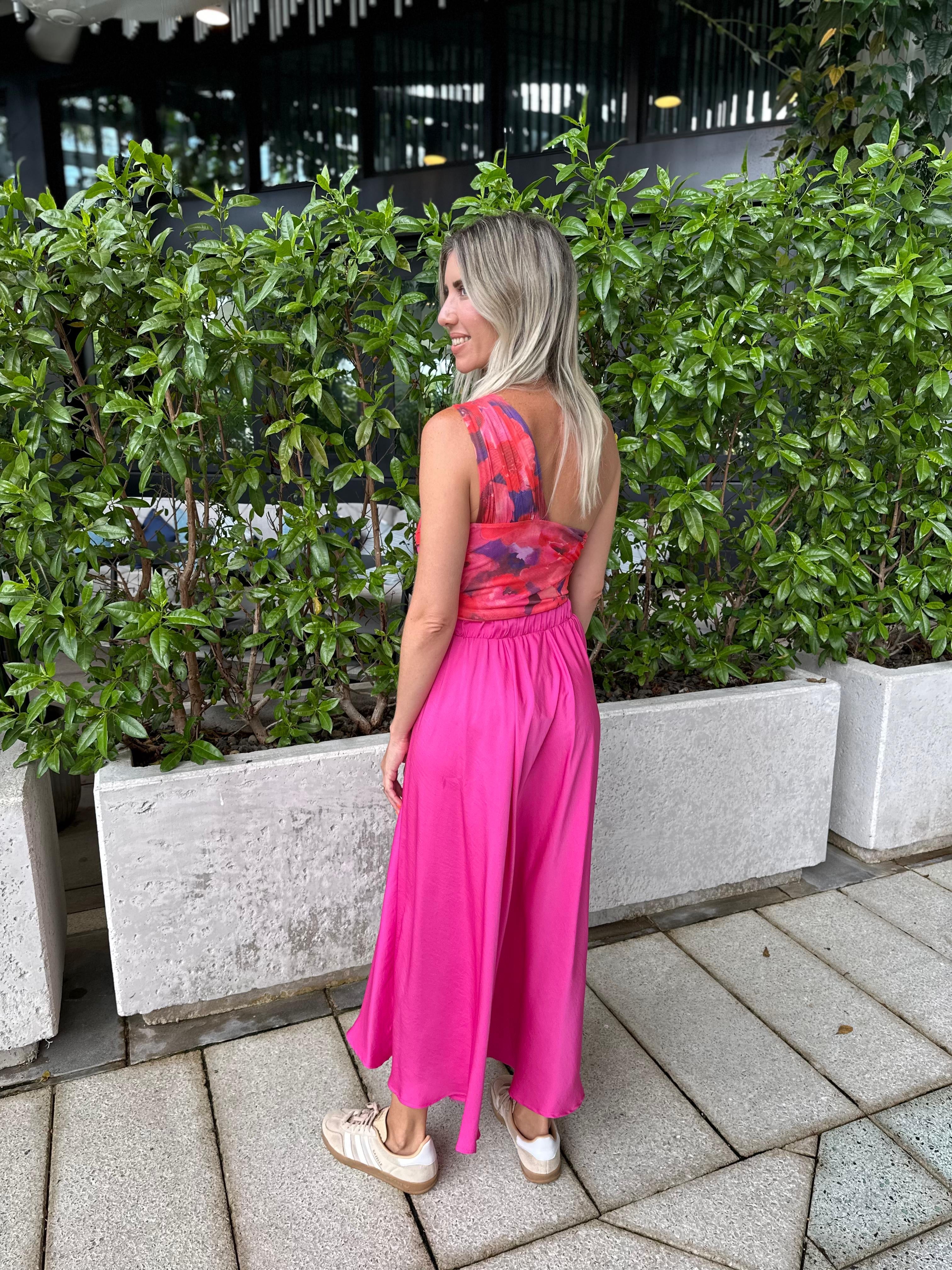 Washed Poly Silk Midi Skirt