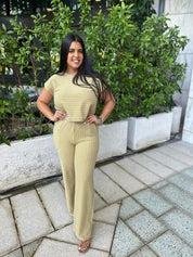 Striped Knit Top & Pant Set