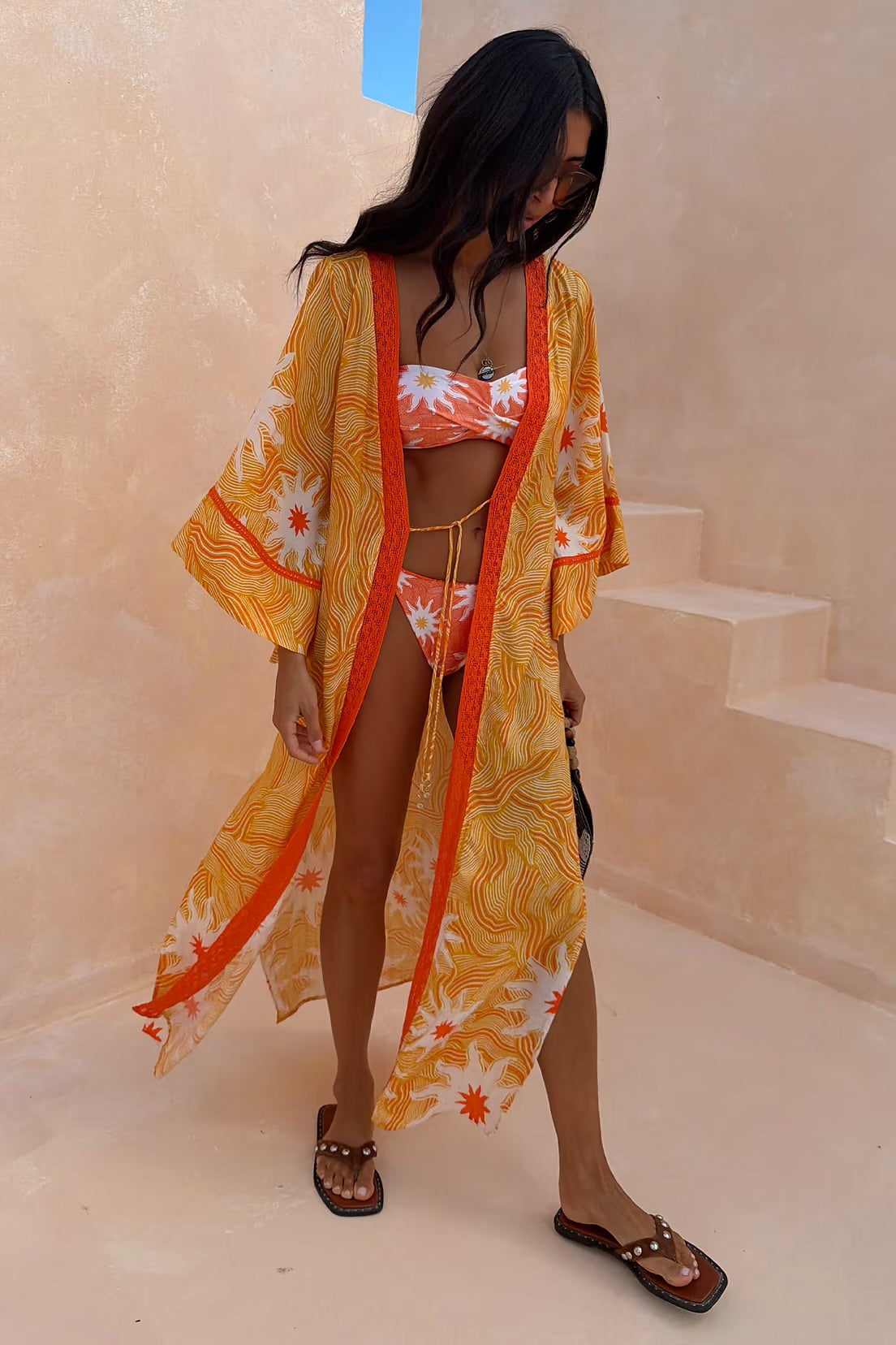 Yellow Sun Kimono with Beading
