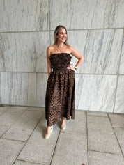 Tube Animal Print Maxi Dress