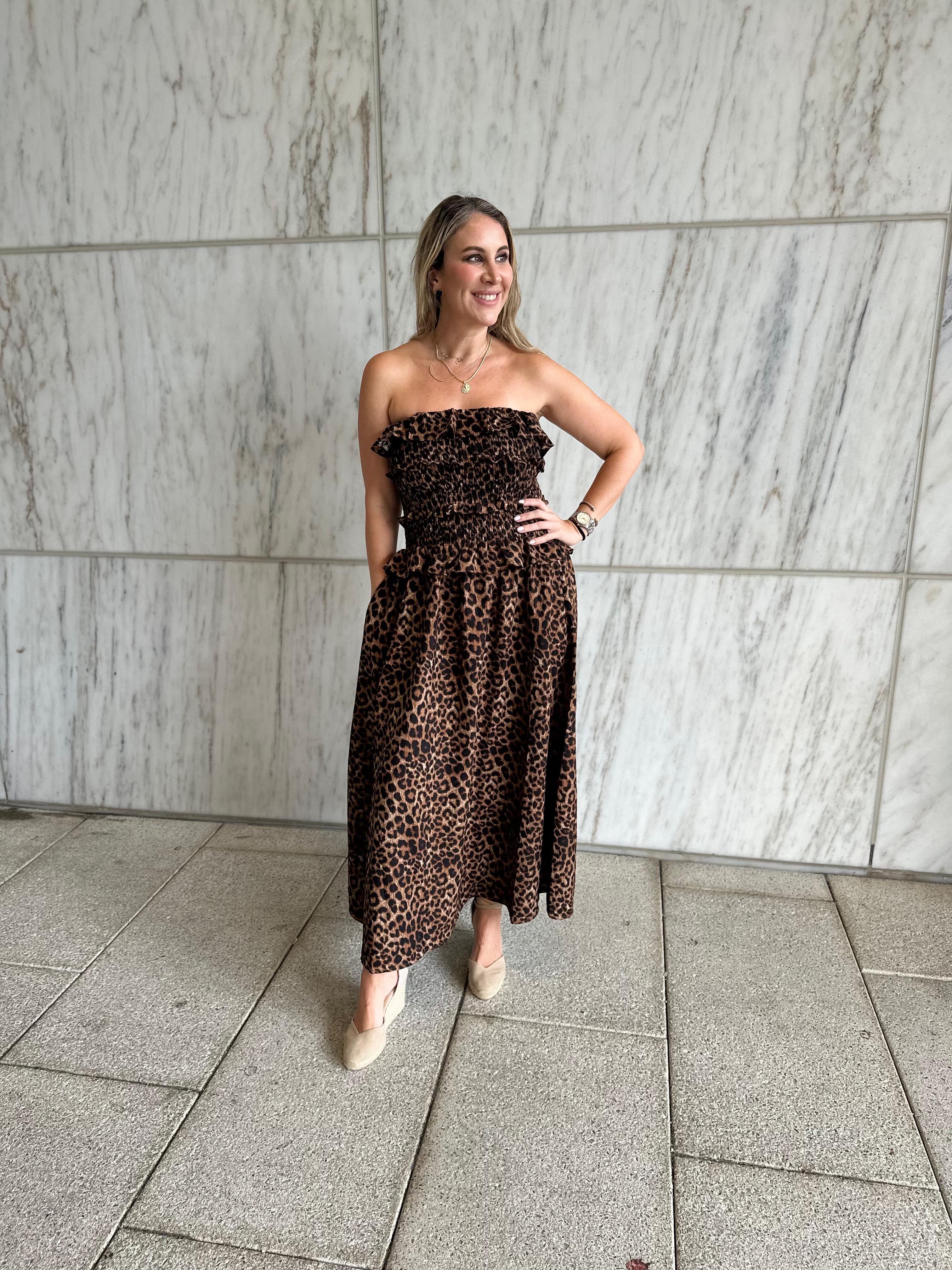 Tube Animal Print Maxi Dress