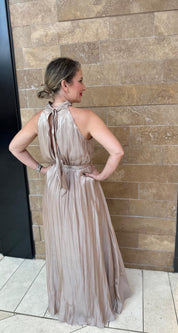 High Neck Band Maxi Dress