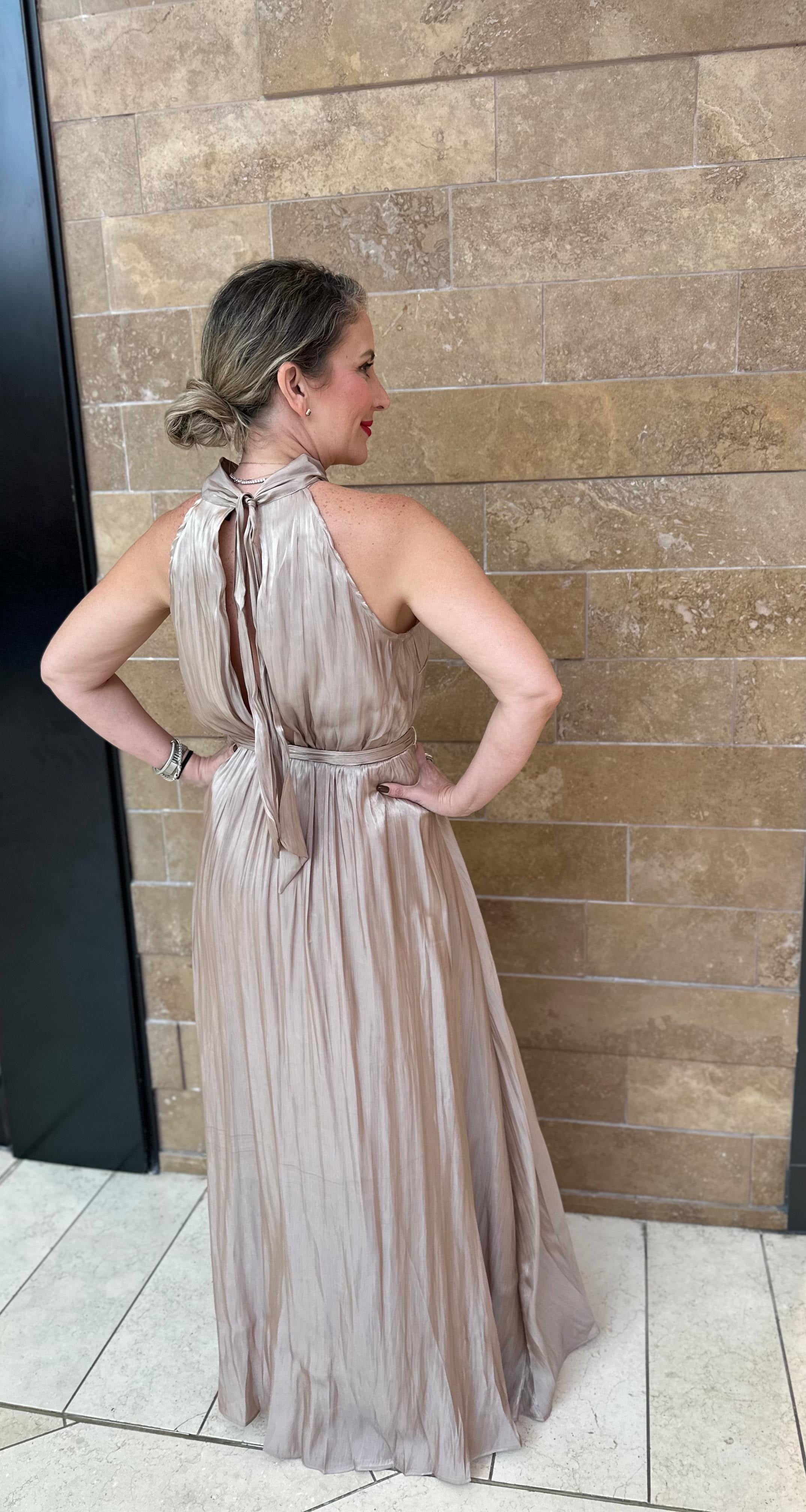 High Neck Band Maxi Dress