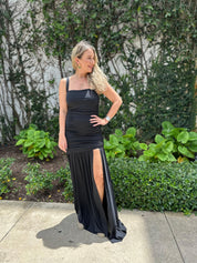 Ruched Slit Maxi Dress