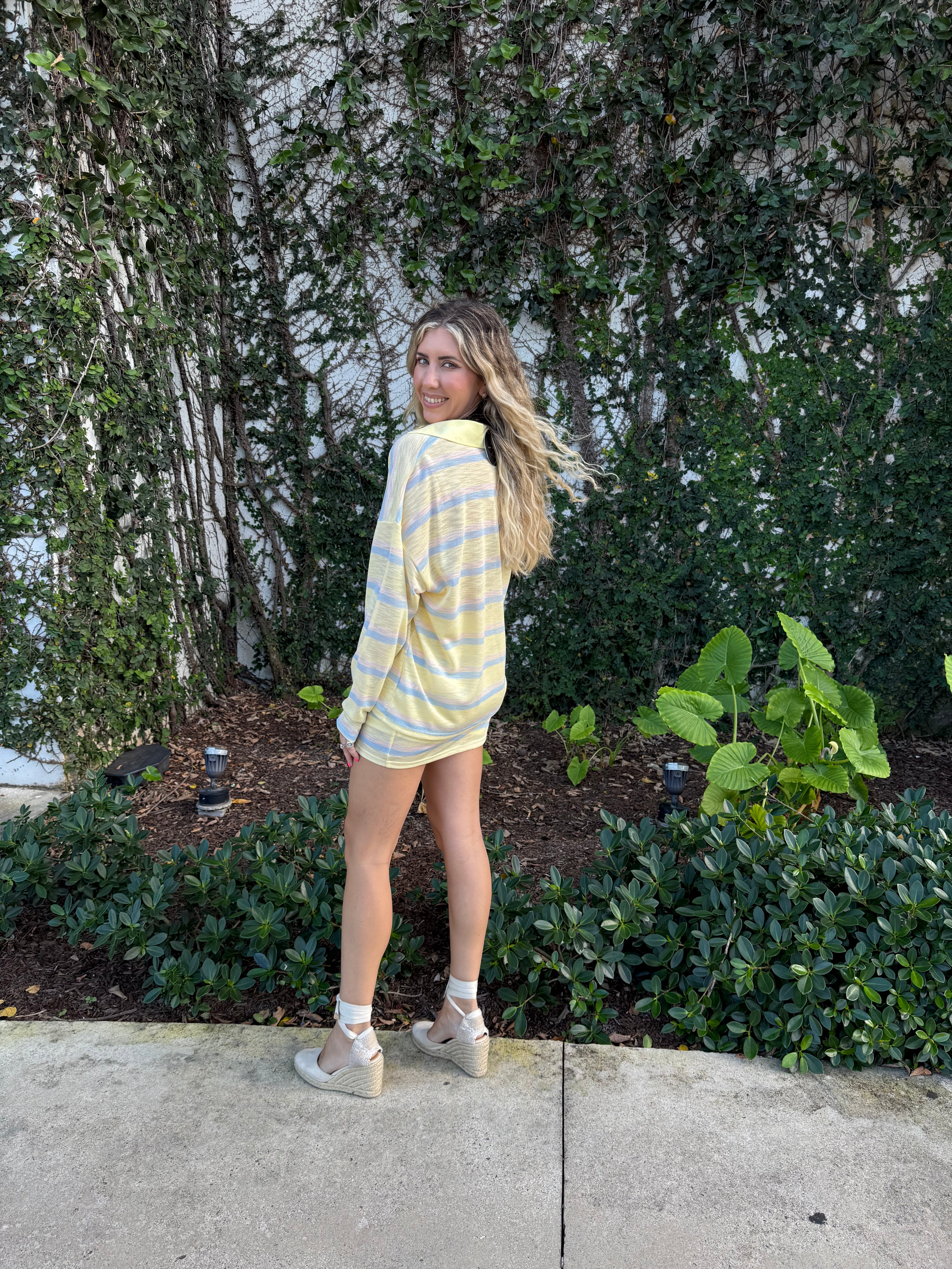 Long Slv. Top & Mini Skirt Stripes Set