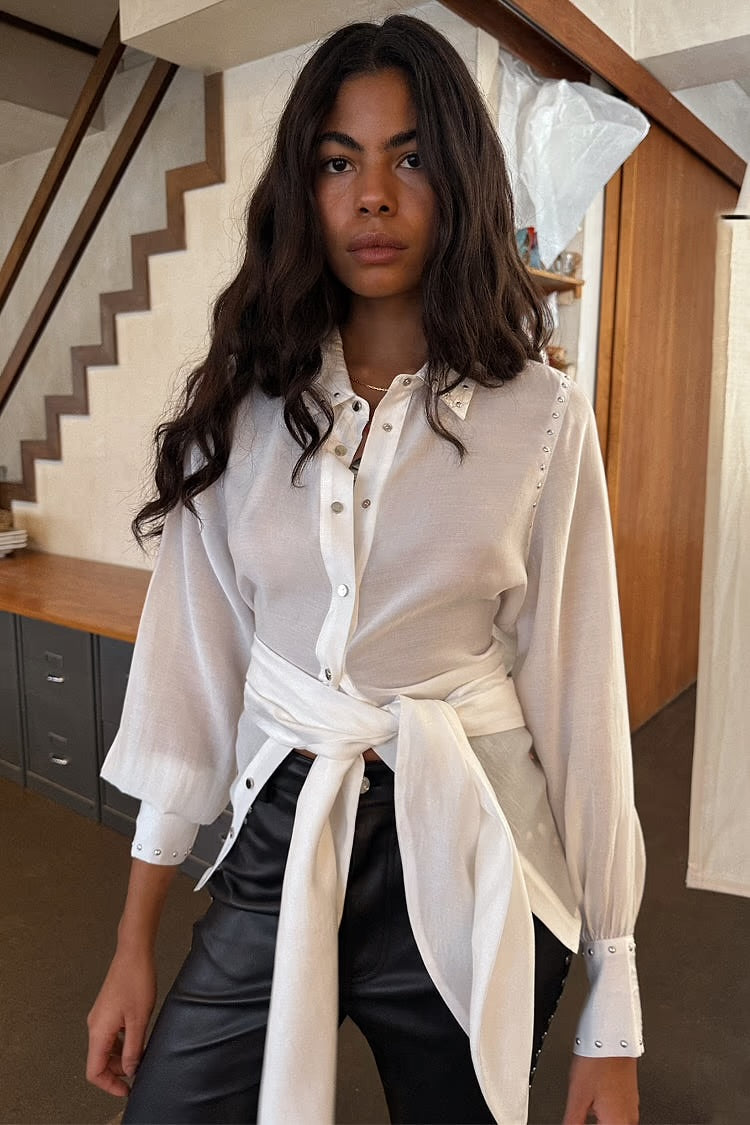 White Tie Back Shirt