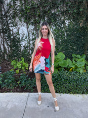 Satin Print Bias Mini Dress