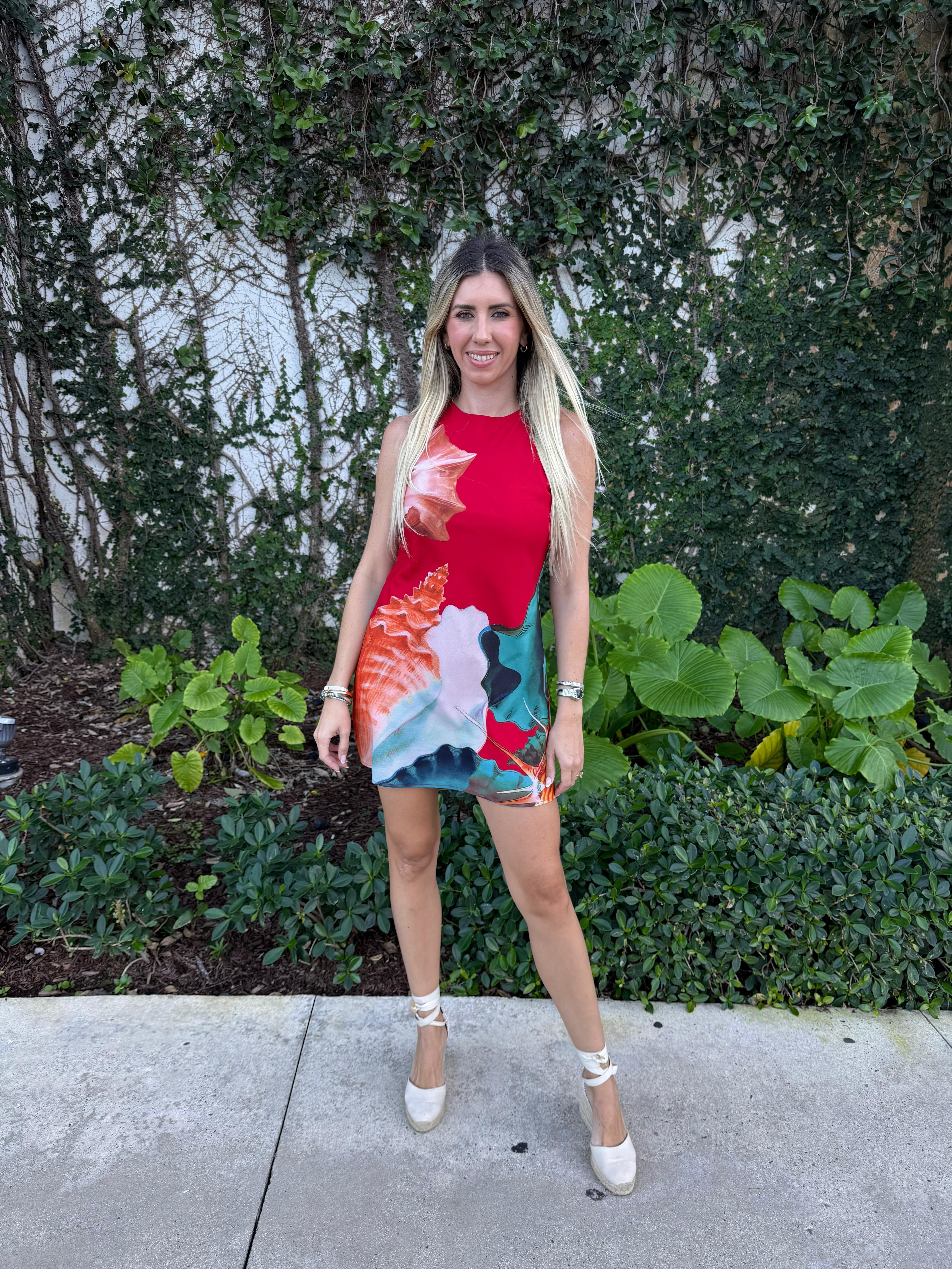 Satin Print Bias Mini Dress