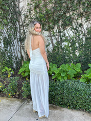 Ruched Mesh Halter Dress