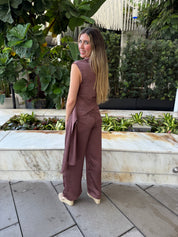 Satin One Shoulder Top & Flare Pant