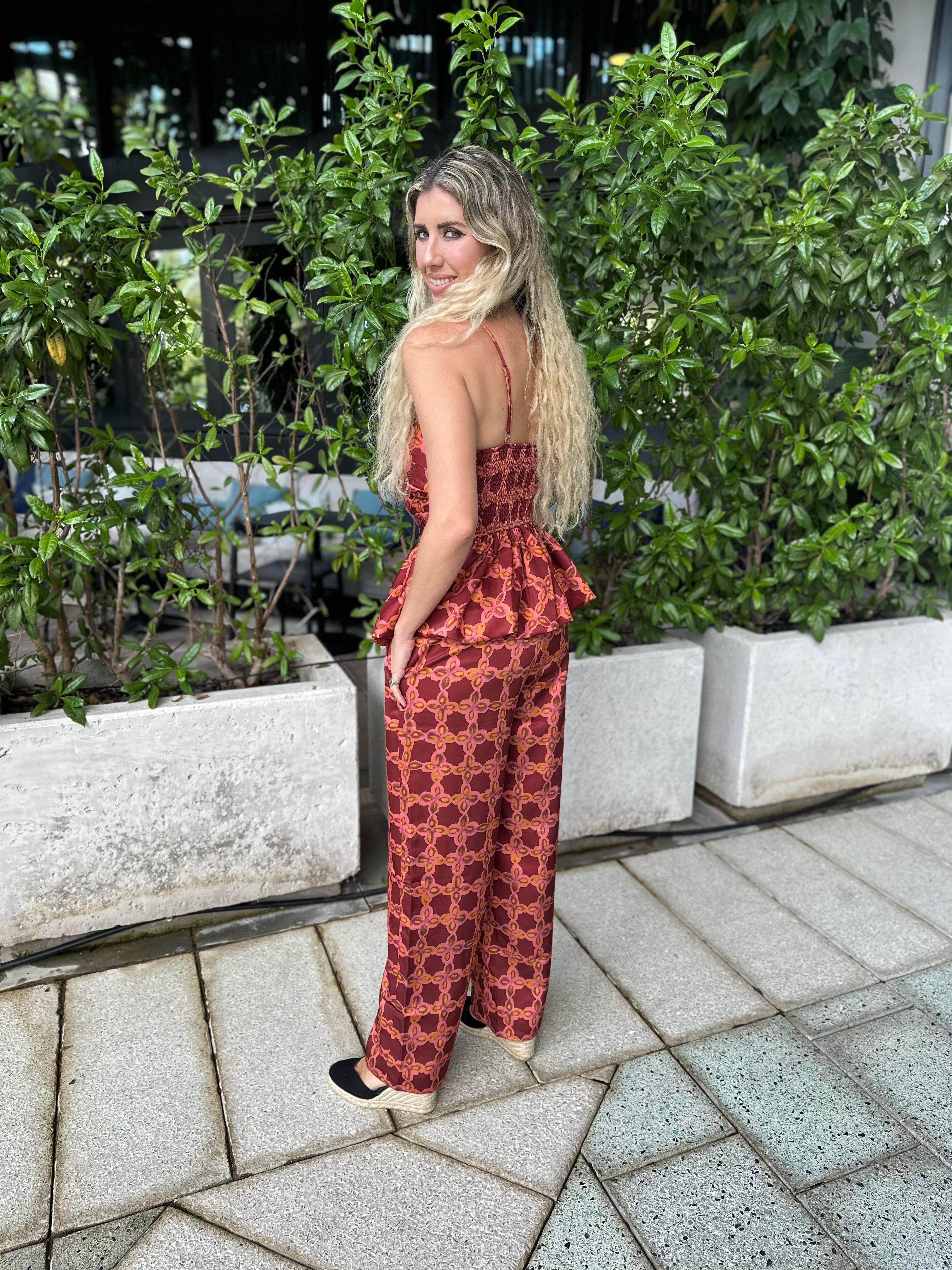 Chainlink Print Bubble Top & Pants