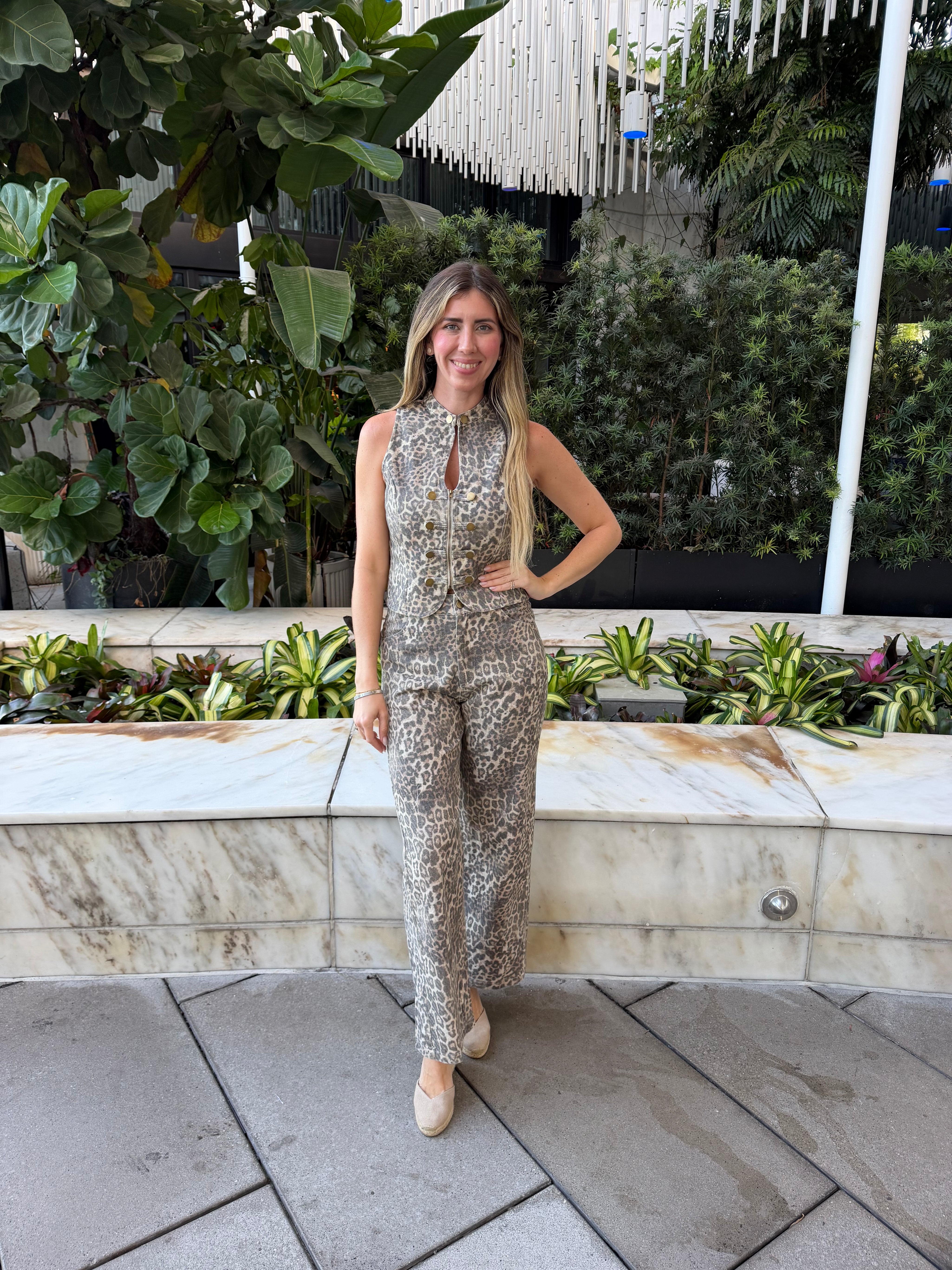 Leopard Buttoned Top & Pants