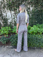 Acid Washed Buttons Jumpsuit