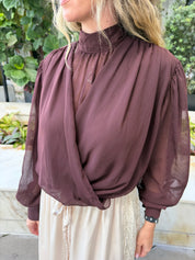 High Neck Long Sleeve Blouse