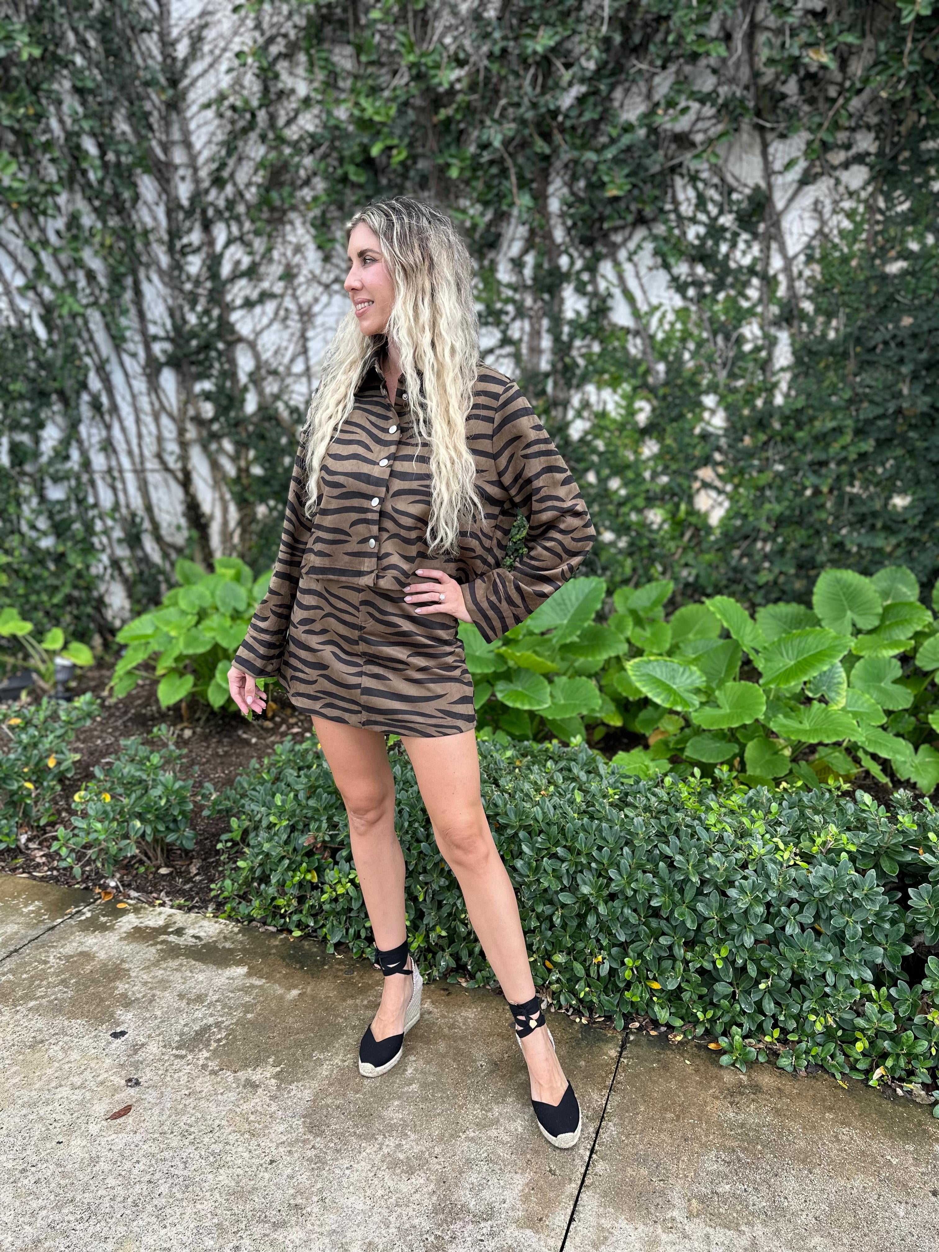 Leopard Print Suede Set