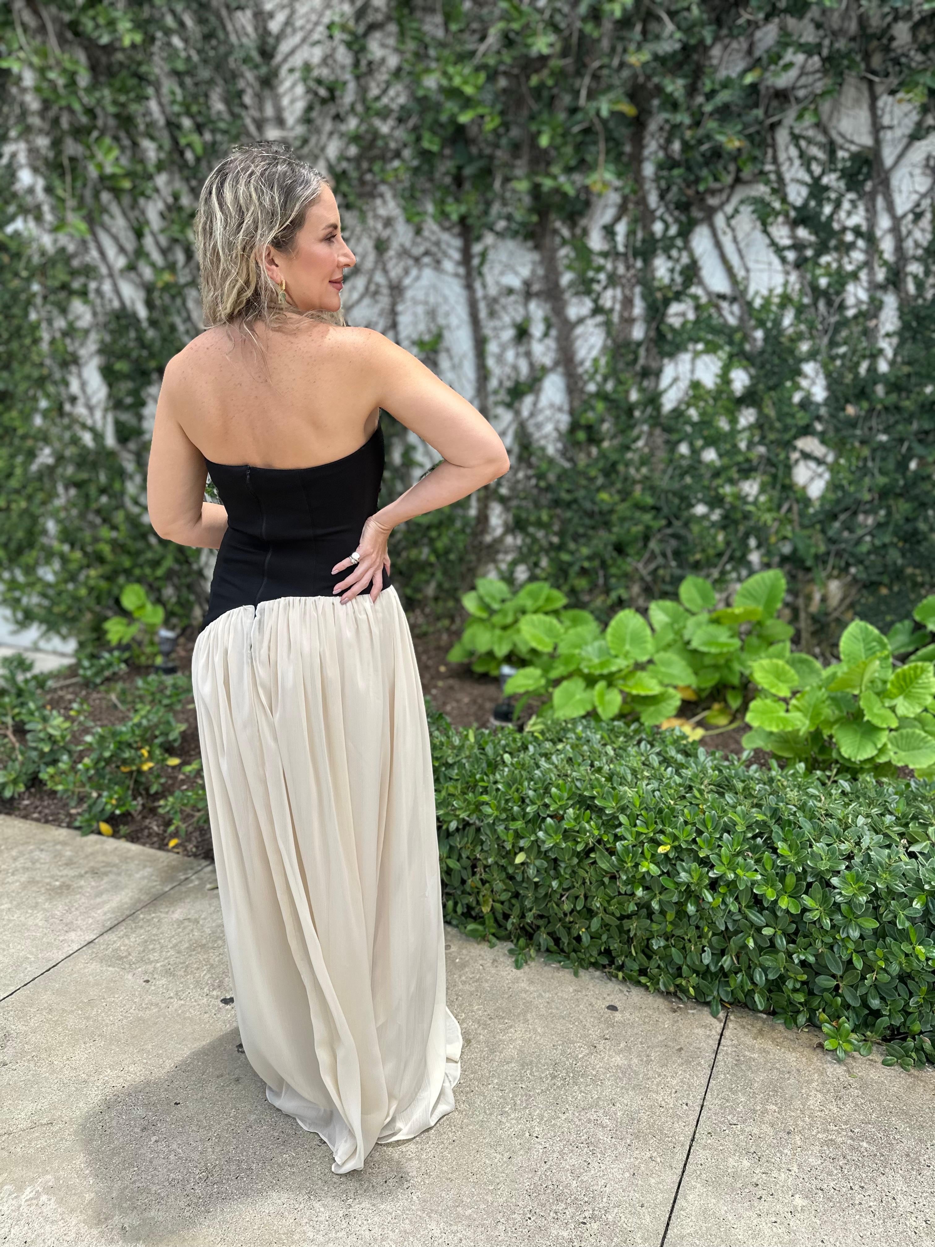 Ponte Chiffon Contrast Dress