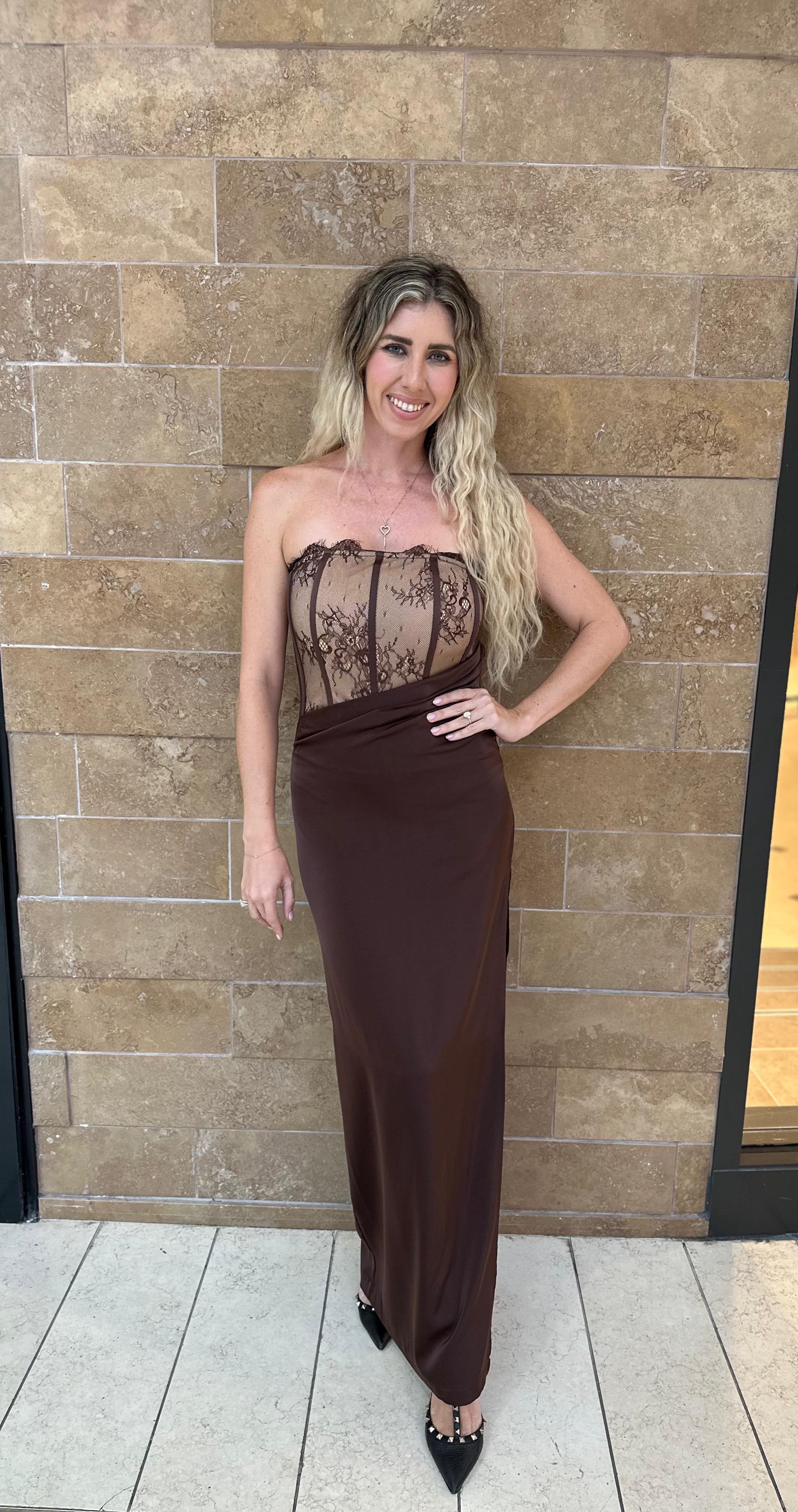 Lace Corset Strapless Dress