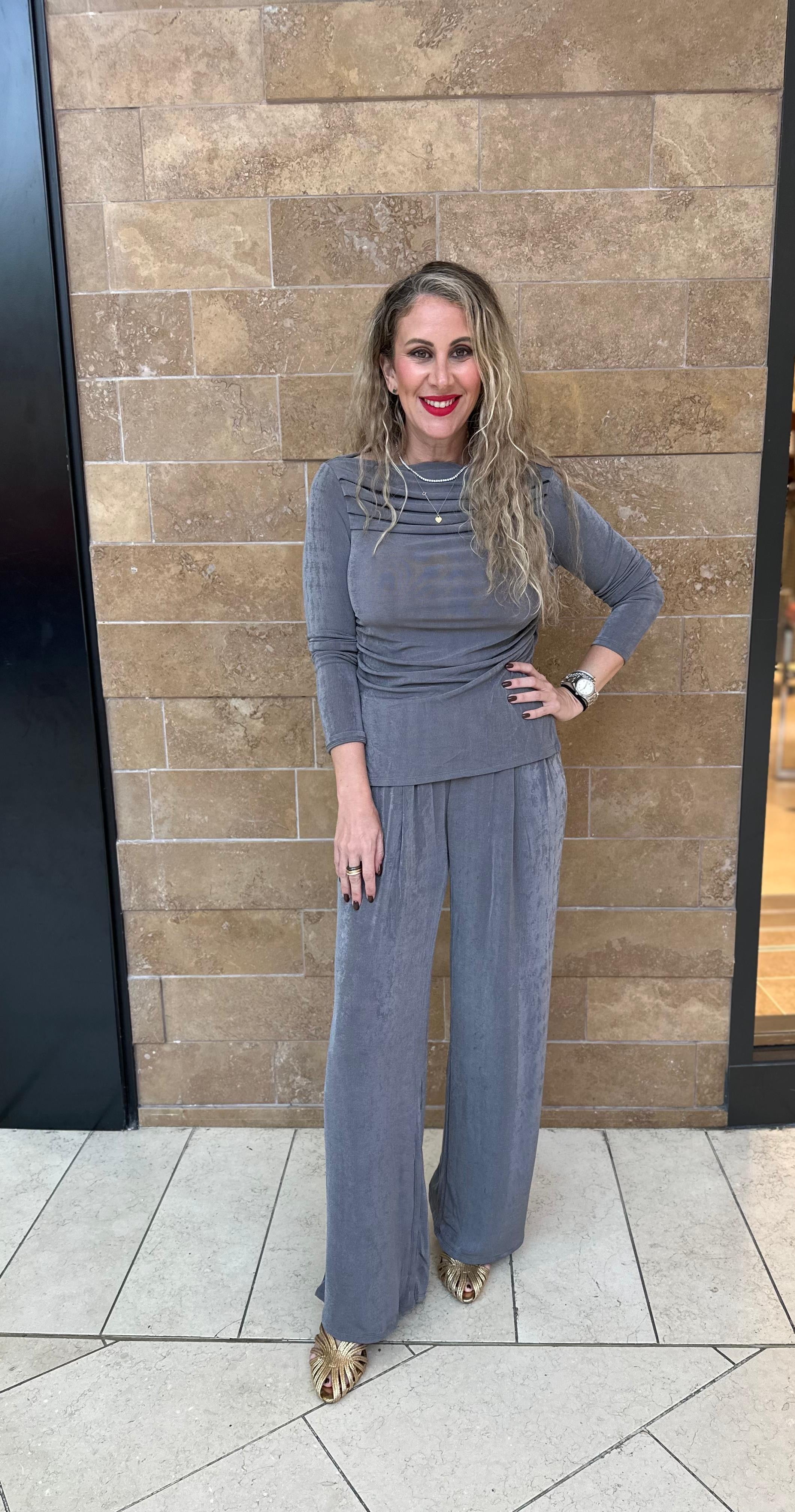 Long Sleeve Ruched Top & Pants